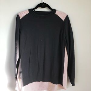 Thin Navy Sweater with Dress Shirt Back